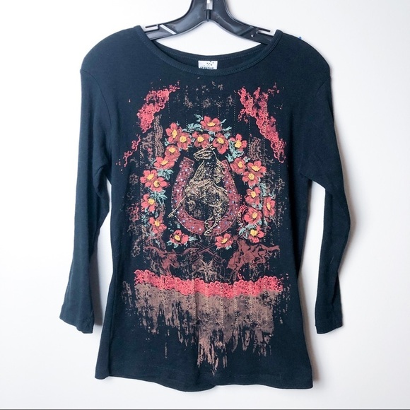 Creative Apparel Equestrian Rhinestone Top - Picture 1 of 3